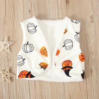 Load image into Gallery viewer, 2 Pieces Set Baby Kid Girls Halloween Checked Print Dresses Cartoon And Expression Vests Waistcoats Wholesale 22102530
