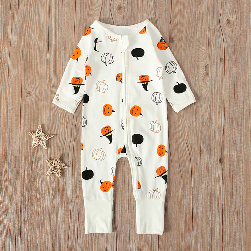 Baby Unisex Cartoon Expression Print Halloween Jumpsuits Wholesale 22102532