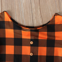 Load image into Gallery viewer, 2 Pieces Set Baby Kid Girls Halloween Checked Print T-Shirts Cartoon And Expression Skirts Wholesale 22102533
