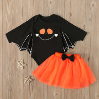 Load image into Gallery viewer, 2 Pieces Set Baby Girls Halloween Letters Cartoon Print Rompers And Skirts Wholesale 22102537
