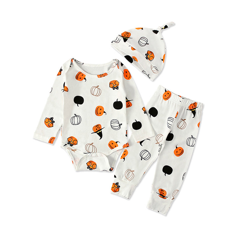 2 Pieces Set Baby Unisex Halloween Cartoon Print Rompers And Pants Wholesale 22102543