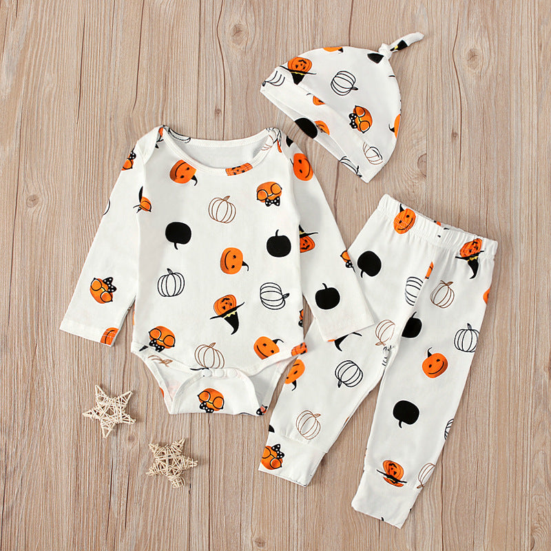 2 Pieces Set Baby Unisex Halloween Cartoon Print Rompers And Pants Wholesale 22102543