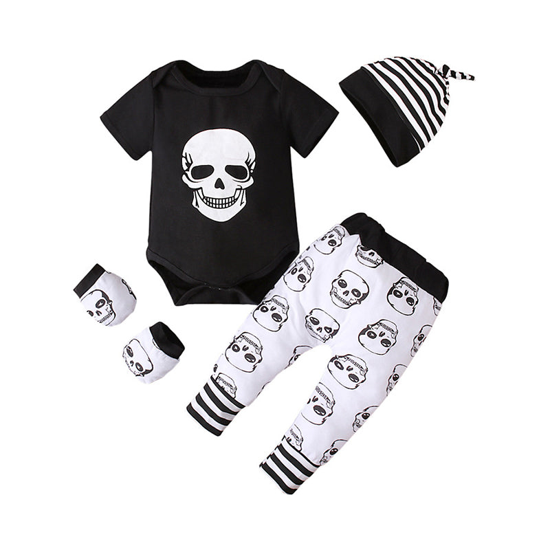 2 Pieces Set Baby Boys Halloween Color-blocking Print Rompers And Pants Wholesale 22102547