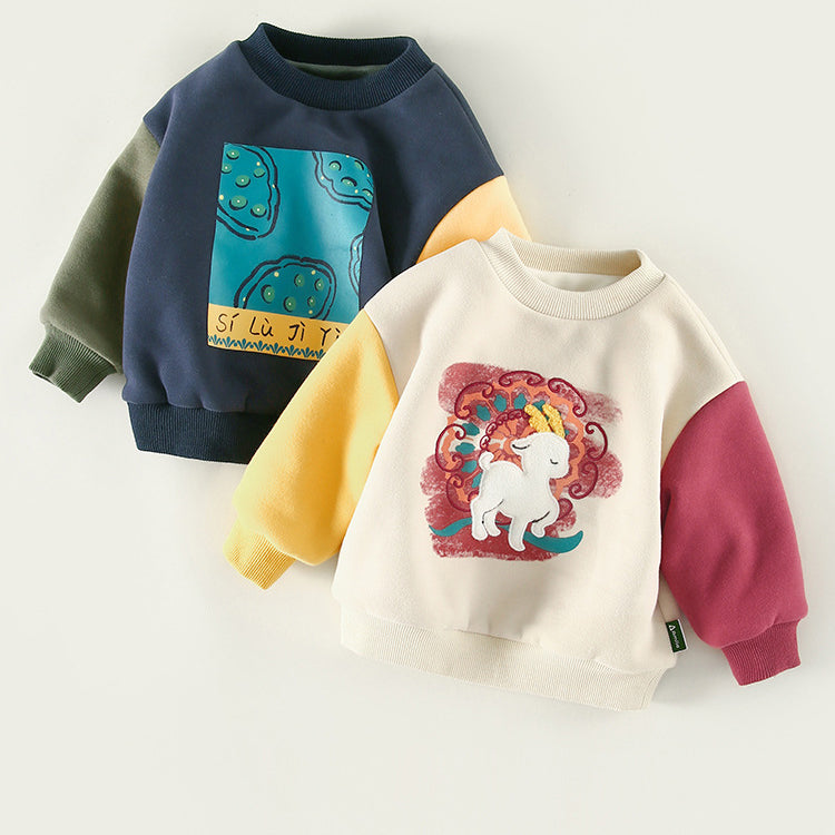 Baby Kid Unisex Color-blocking Cartoon Print Tops Wholesale 221025472