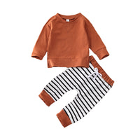 Load image into Gallery viewer, 2 Pieces Set Baby Boys Solid Color Tops And Striped Pants Wholesale 22102548
