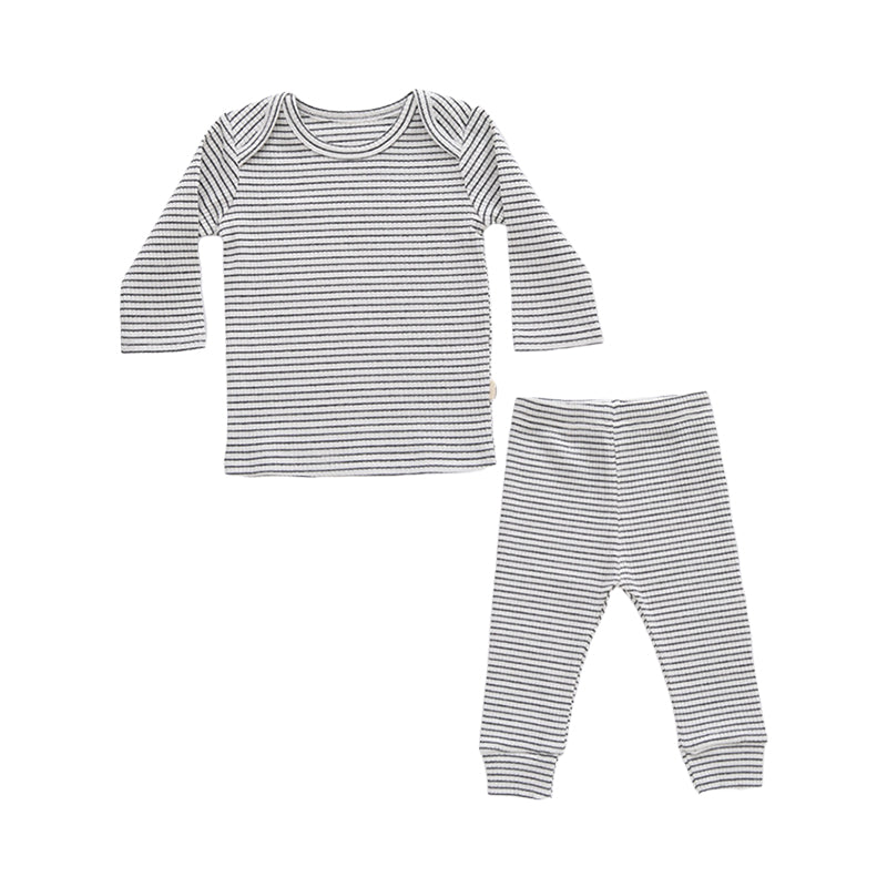 2 Pieces Set Baby Unisex Solid Color Striped Tops And Pants Wholesale 22102554