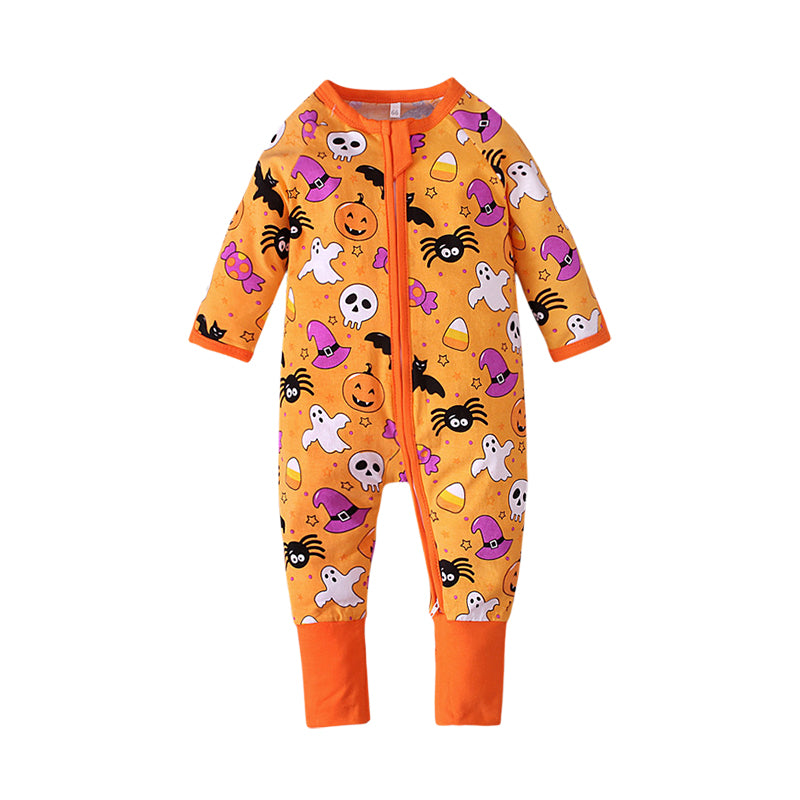 Baby Unisex Color-blocking Cartoon Print Halloween Jumpsuits Wholesale 22102569