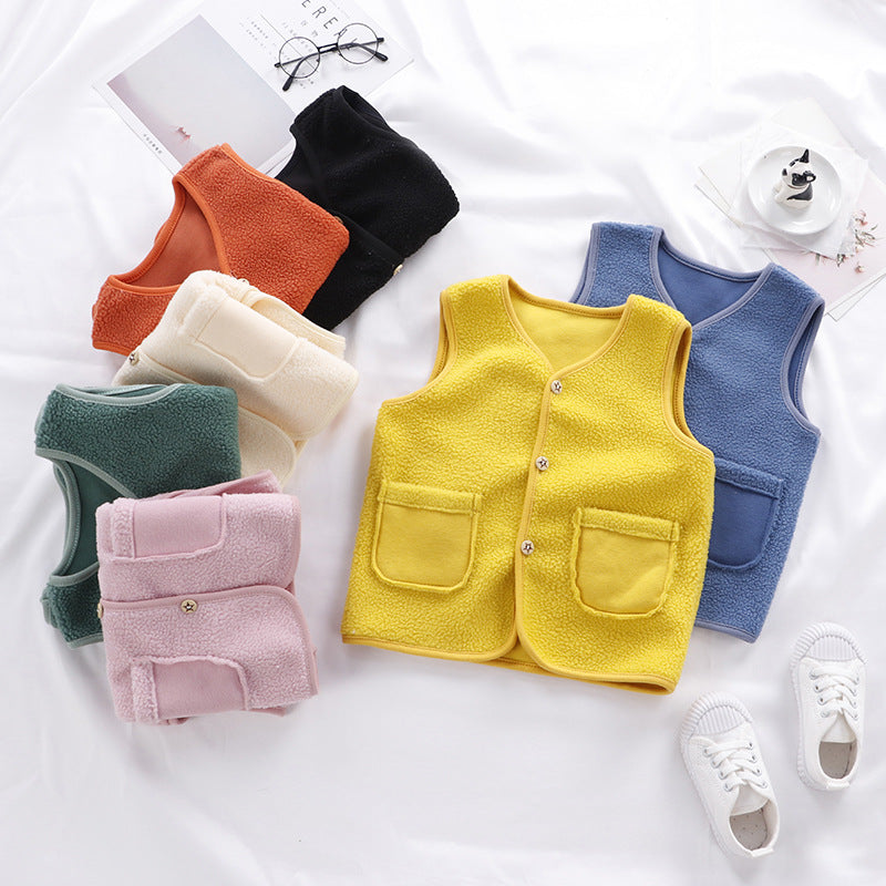 Baby Kid Unisex Solid Color Vests Waistcoats Wholesale 22102703