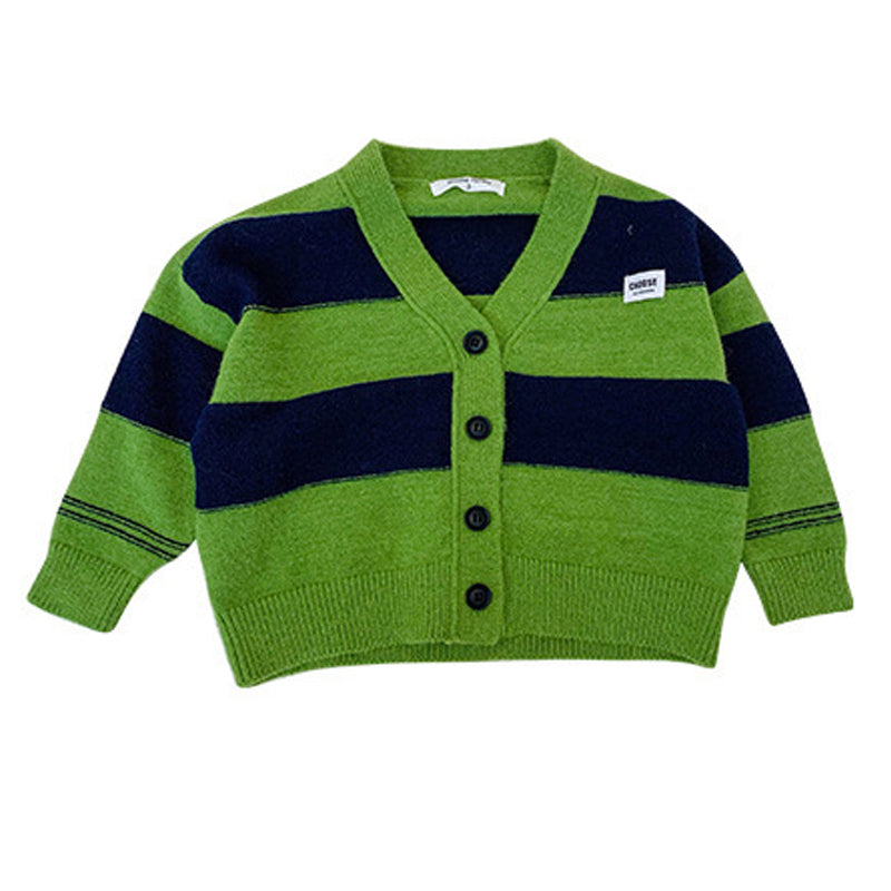 Baby Kid Girls Striped Cardigan Knitwear And Letters Print Tops Wholesale 221027111