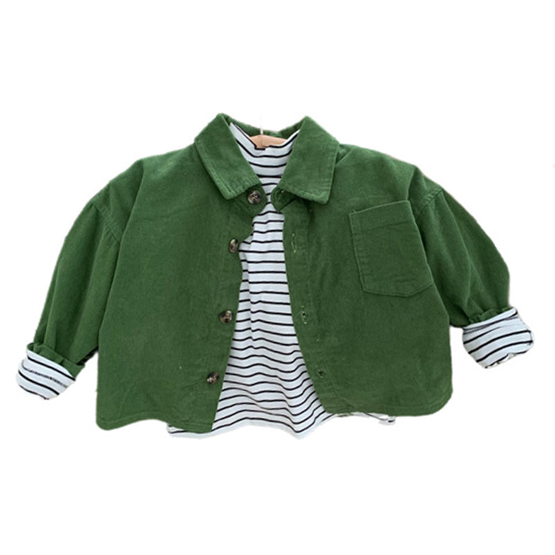 Baby Kid Boys Solid Color Muslin&Ribbed Jackets Outwears Wholesale 221027121