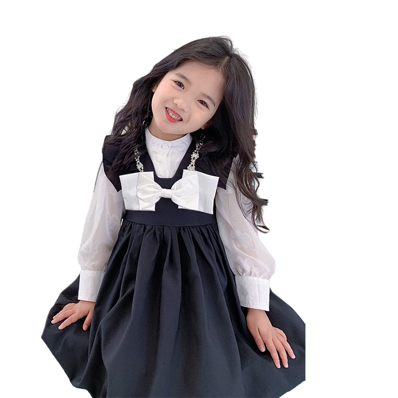 2 Pieces Set Baby Kid Girls Solid Color Blouses And Color-blocking Dresses Wholesale 221027166