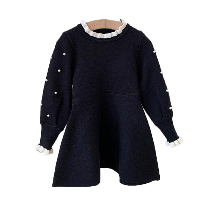 Baby Kid Girls Solid Color Crochet Dresses Wholesale 221027218