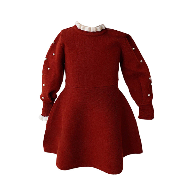 Baby Kid Girls Solid Color Crochet Dresses Wholesale 221027218