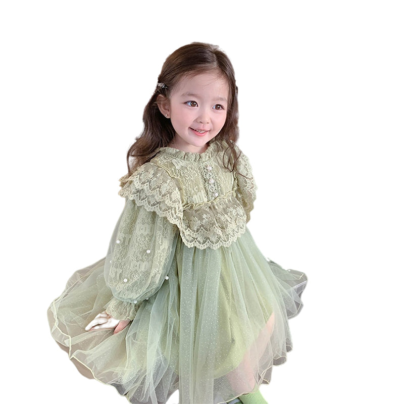 Baby Kid Girls Solid Color Lace Dresses Wholesale 221027252