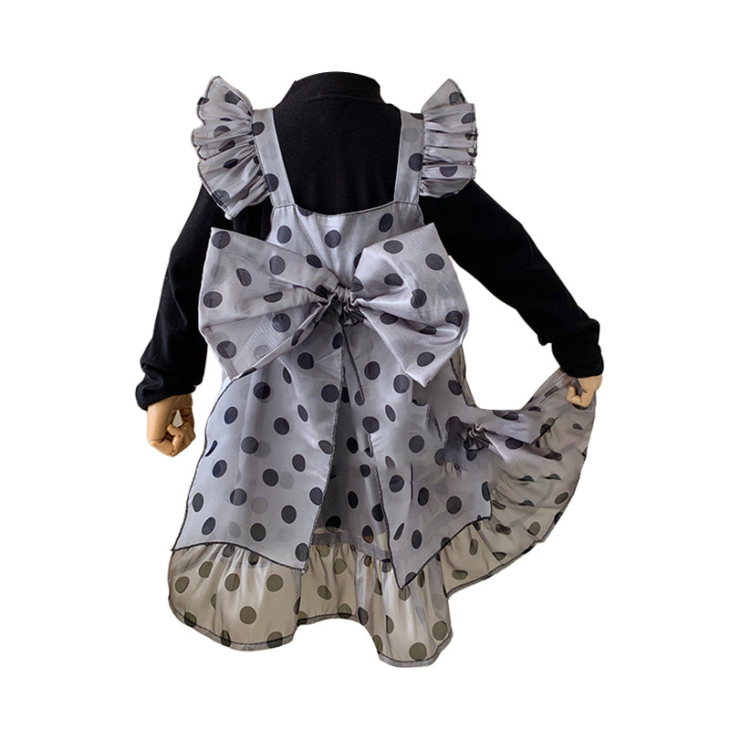 2 Pieces Set Baby Kid Girls Solid Color Tops And Polka dots Dresses Wholesale 221027254