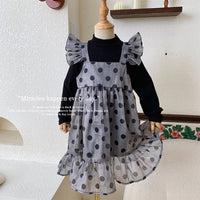 Load image into Gallery viewer, 2 Pieces Set Baby Kid Girls Solid Color Tops And Polka dots Dresses Wholesale 221027254
