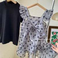 Load image into Gallery viewer, 2 Pieces Set Baby Kid Girls Solid Color Tops And Polka dots Dresses Wholesale 221027254
