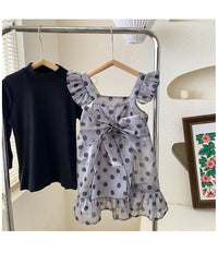 Load image into Gallery viewer, 2 Pieces Set Baby Kid Girls Solid Color Tops And Polka dots Dresses Wholesale 221027254

