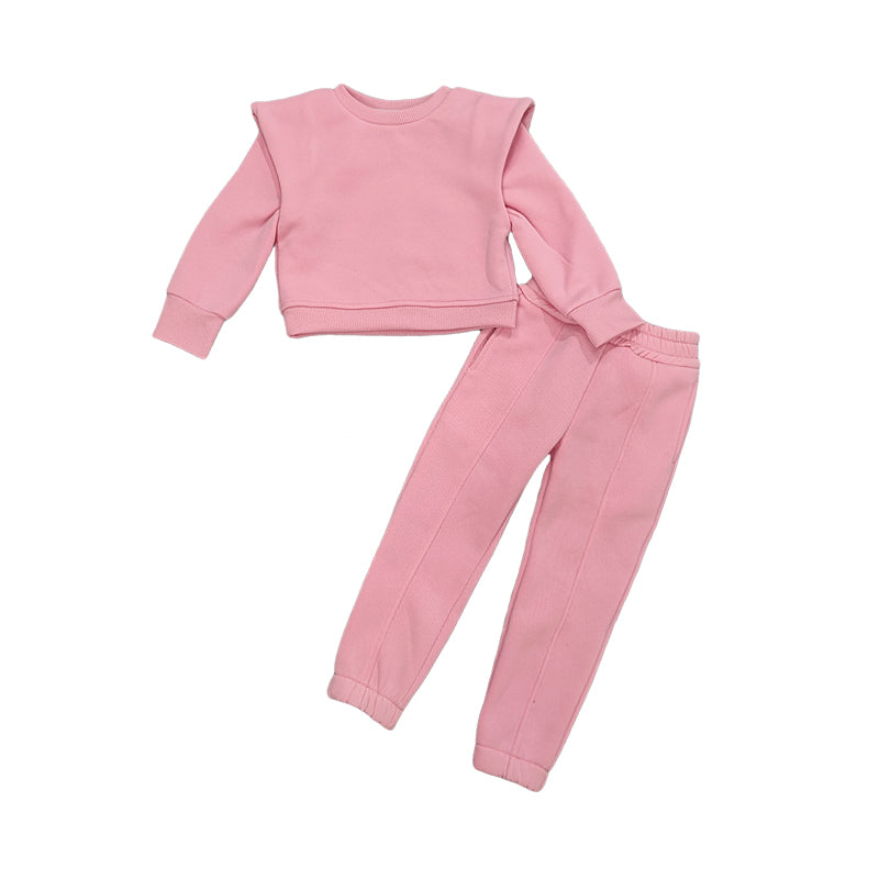 2 Pieces Set Baby Kid Girls Solid Color Hoodies Swearshirts And Pants Wholesale 221027258