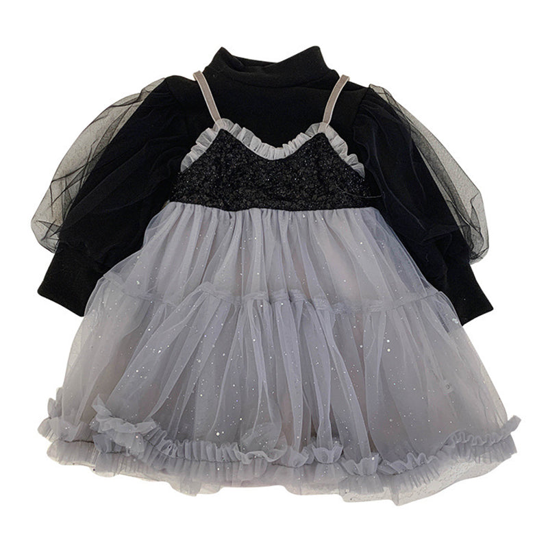 2 Pieces Set Baby Kid Girls Solid Color Tops And Lace Dresses Wholesale 221027312