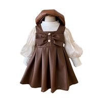 Load image into Gallery viewer, 2 Pieces Set Baby Kid Girls Solid Color Tops And Bow Dresses Wholesale 221027321
