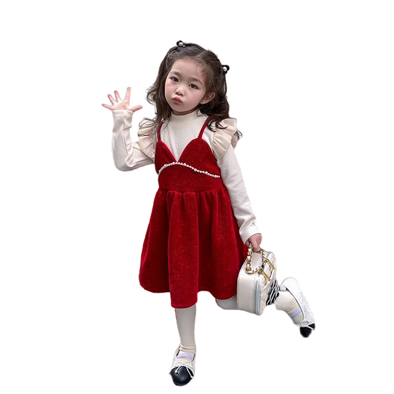 2 Pieces Set Baby Kid Girls Solid Color Tops And Dresses Wholesale 221027331