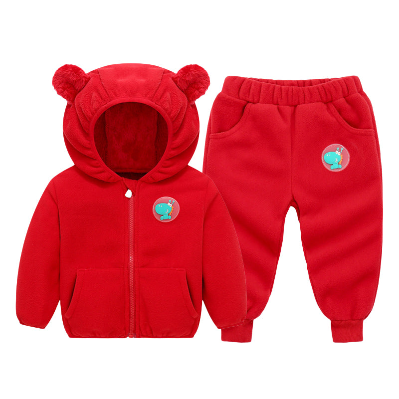 2 Pieces Set Baby Kid Unisex Solid Color Hoodies Swearshirts And Pants Wholesale 22102744