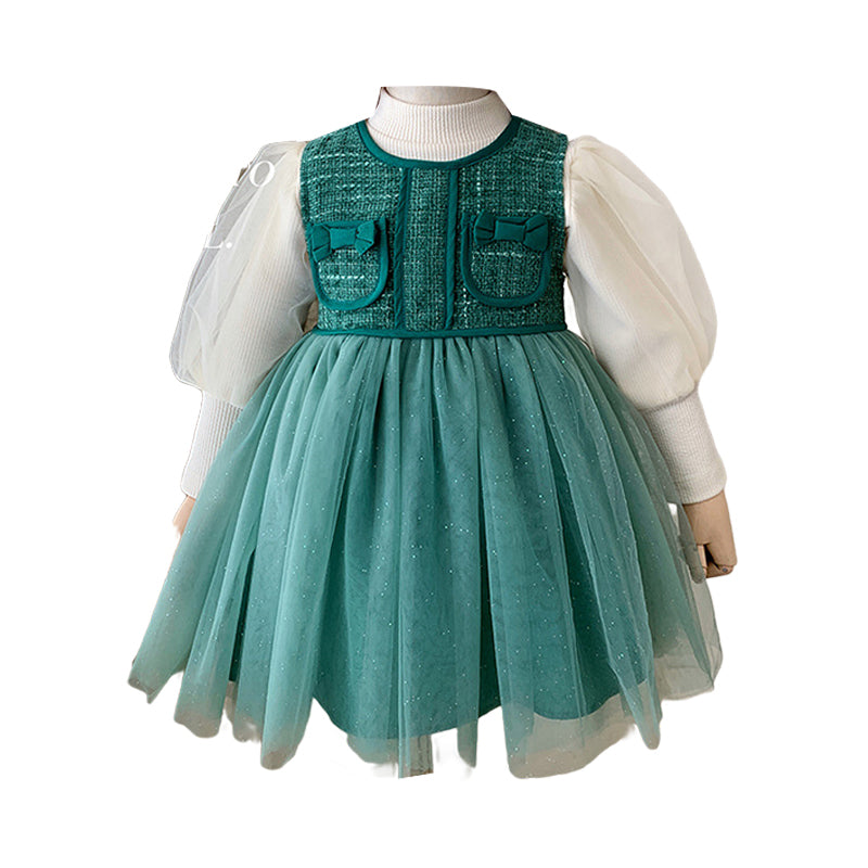 2 Pieces Set Baby Kid Girls Solid Color Tops And Bow Dresses Wholesale 221027467