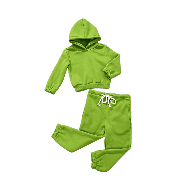 2 Pieces Set Baby Kid Unisex Solid Color Hoodies Swearshirts And Pants Wholesale 221027505