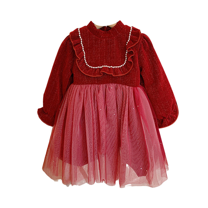 Kid Girls Color-blocking Dresses Wholesale 221027633