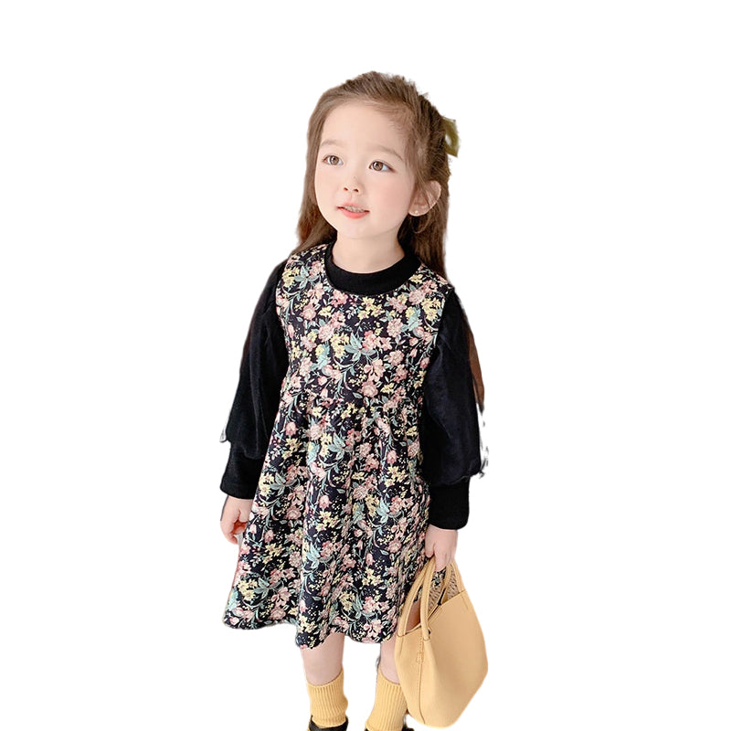 Baby Kid Girls Flower Print Dresses Wholesale 22102768