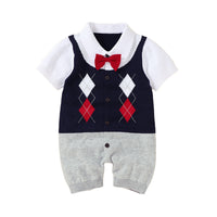 Load image into Gallery viewer, Baby Boys Color-blocking Bow Crochet Rompers Wholesale 221028102
