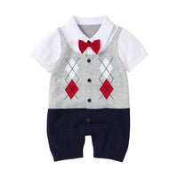Load image into Gallery viewer, Baby Boys Color-blocking Bow Crochet Rompers Wholesale 221028102
