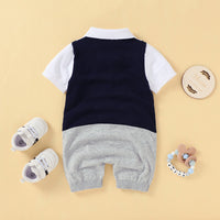 Load image into Gallery viewer, Baby Boys Color-blocking Bow Crochet Rompers Wholesale 221028102
