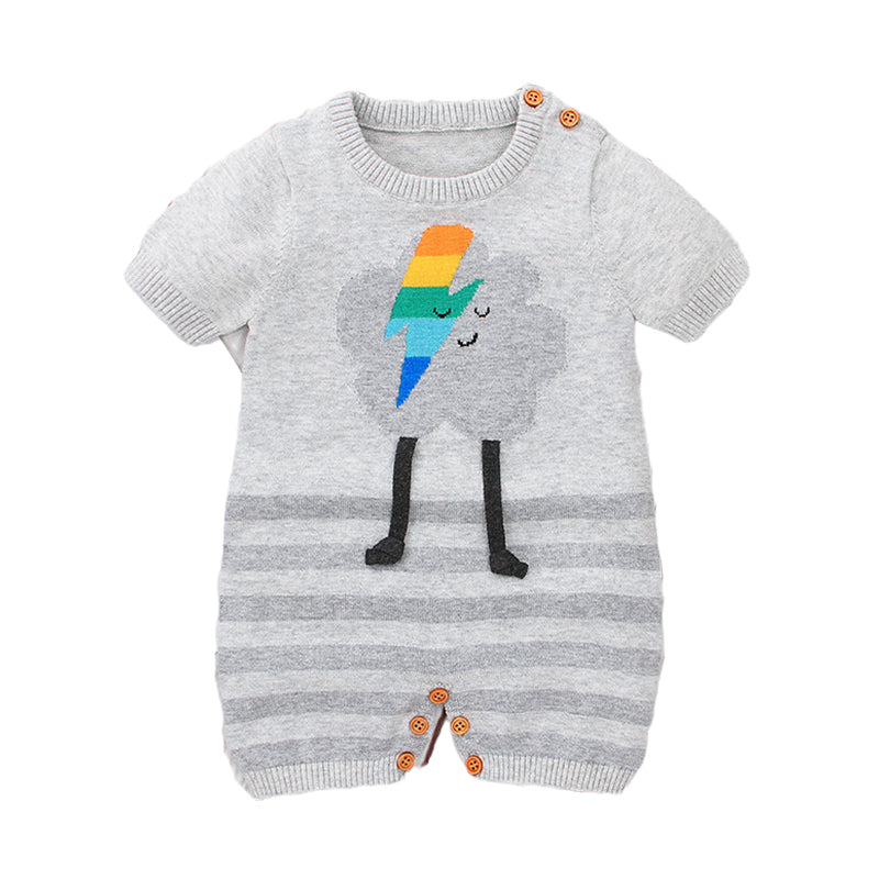 Baby Unisex Striped Cartoon Print Rompers Wholesale 221028104