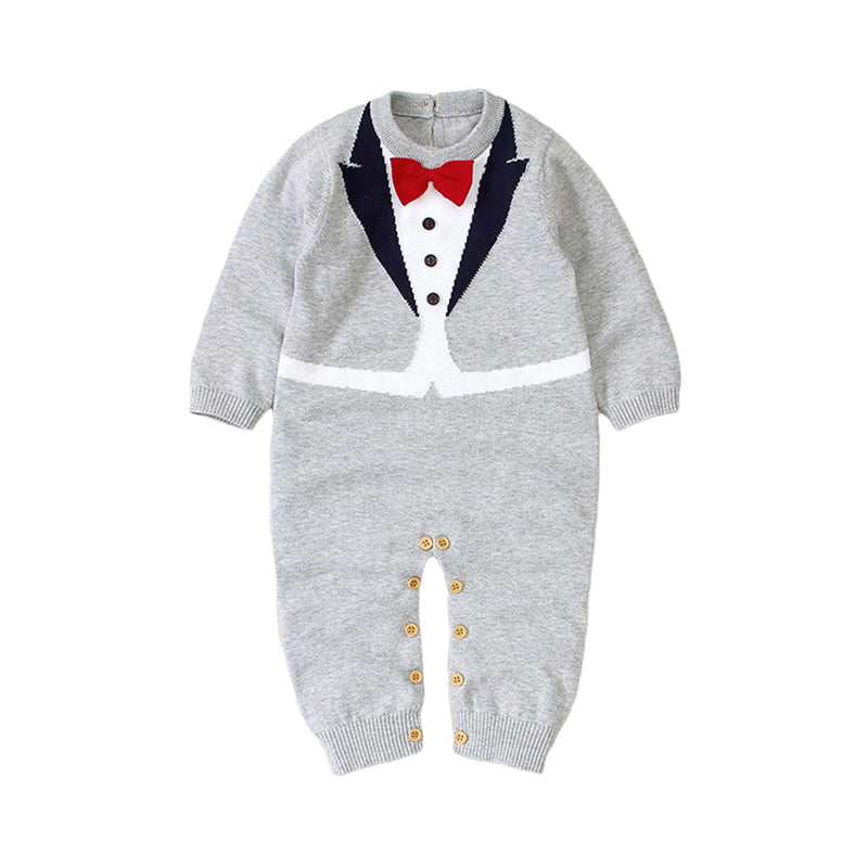 Baby Unisex Color-blocking Bow Jumpsuits Wholesale 221028107