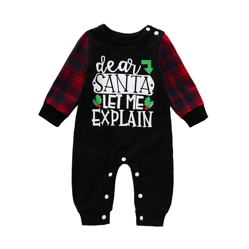 Baby Unisex Letters Checked Christmas Jumpsuits Wholesale 221028127