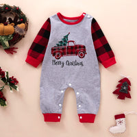 Load image into Gallery viewer, Baby Unisex Color-blocking Checked Christmas Jumpsuits Wholesale 221028130
