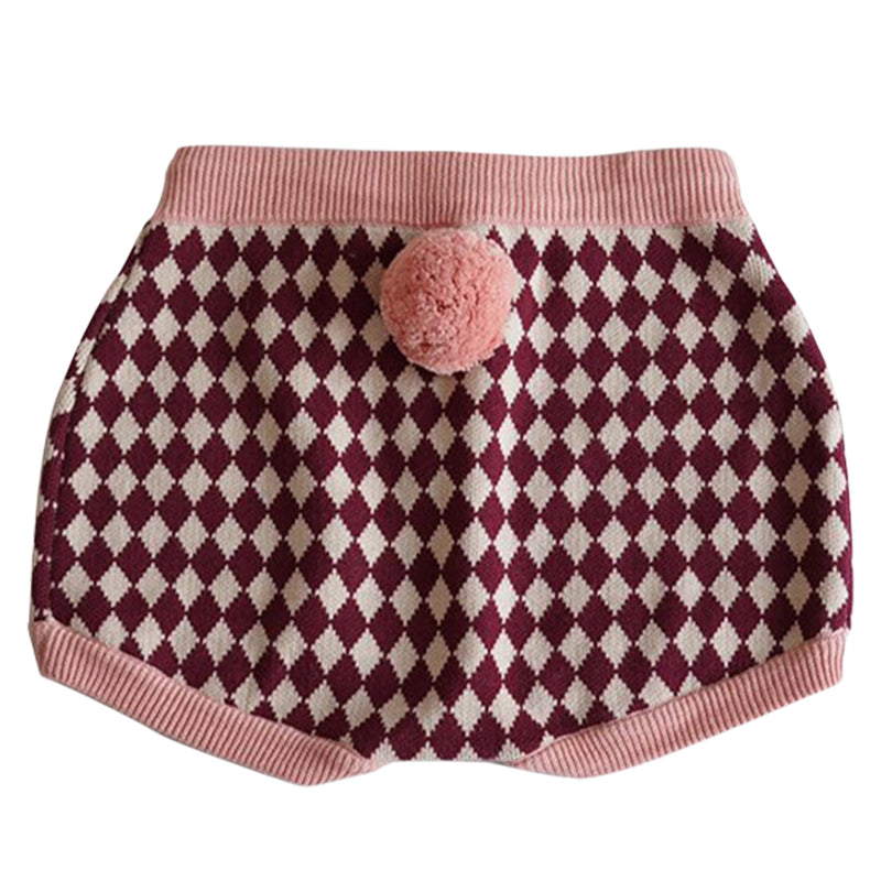 Baby Kid Girls Checked Knitwear Shorts Wholesale 221028150