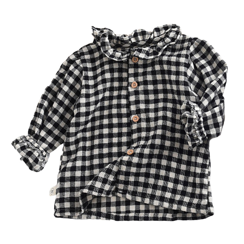 Baby Unisex Flower Checked Print Tops Wholesale 221028158