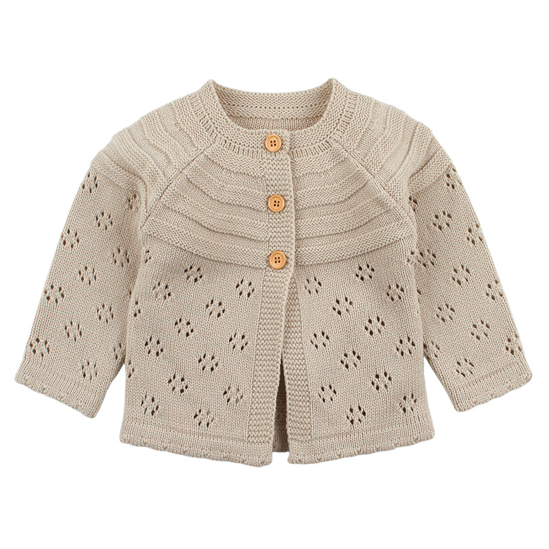 Baby Kid Girls Solid Color Crochet Cardigan Wholesale 22102826