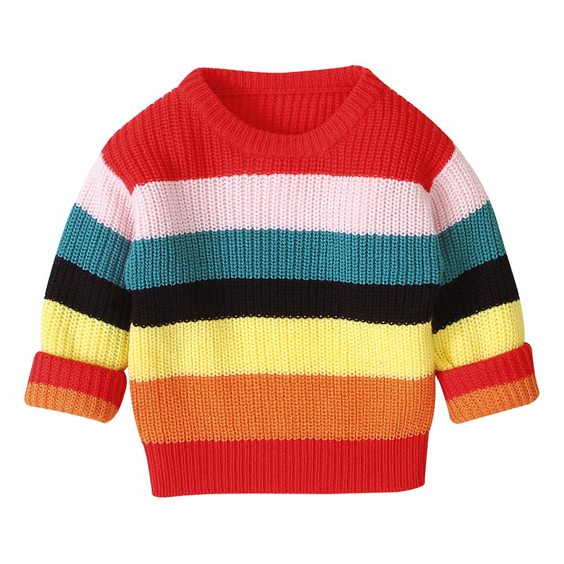 Baby Kid Unisex Striped Rainbow Crochet Sweaters Wholesale 22102840
