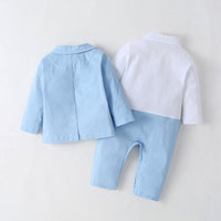Load image into Gallery viewer, 2 Pieces Set Baby Boys Solid Color Blazers And Bow Jumpsuits Wholesale 22102842
