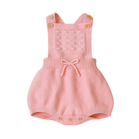 Load image into Gallery viewer, Baby Unisex Solid Color Bow Crochet Rompers Wholesale 22102851
