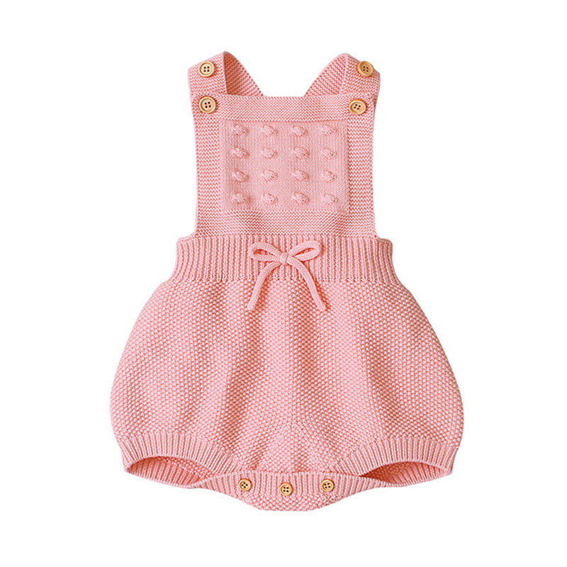 Baby Unisex Solid Color Bow Crochet Rompers Wholesale 22102851