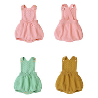 Load image into Gallery viewer, Baby Unisex Solid Color Bow Crochet Rompers Wholesale 22102851

