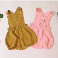 Load image into Gallery viewer, Baby Unisex Solid Color Bow Crochet Rompers Wholesale 22102851
