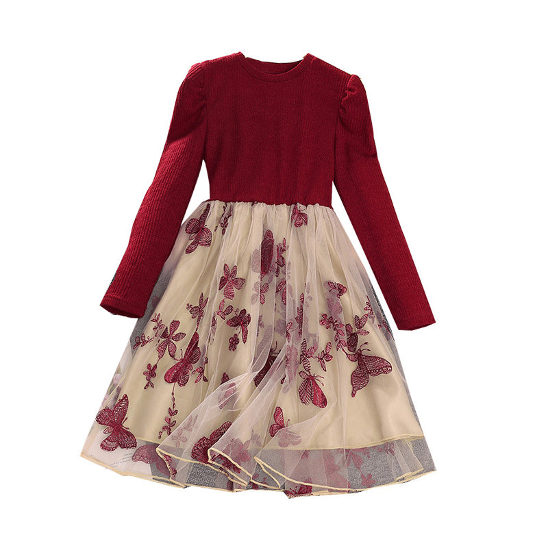 Kid Girls Butterfly Lace Crochet Dresses Wholesale 221028555