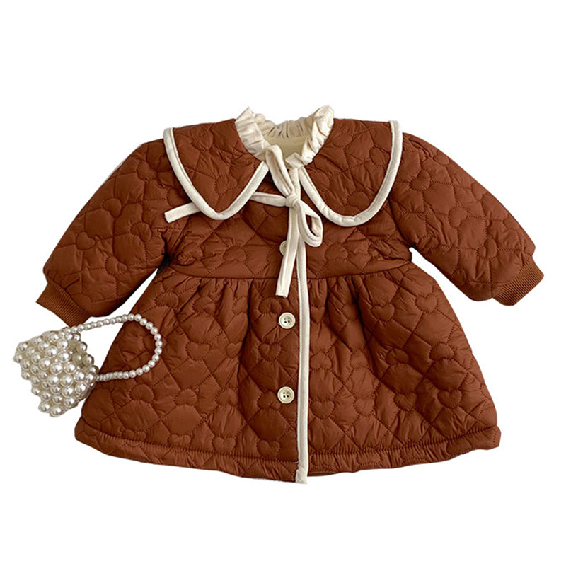 Baby Girls Solid Color Love heart Valentine's Day Coats Wholesale 221028564