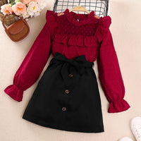 Load image into Gallery viewer, 2 Pieces Set Kid Girls Lace Tops And Bow Skirts Wholesale 221028569
